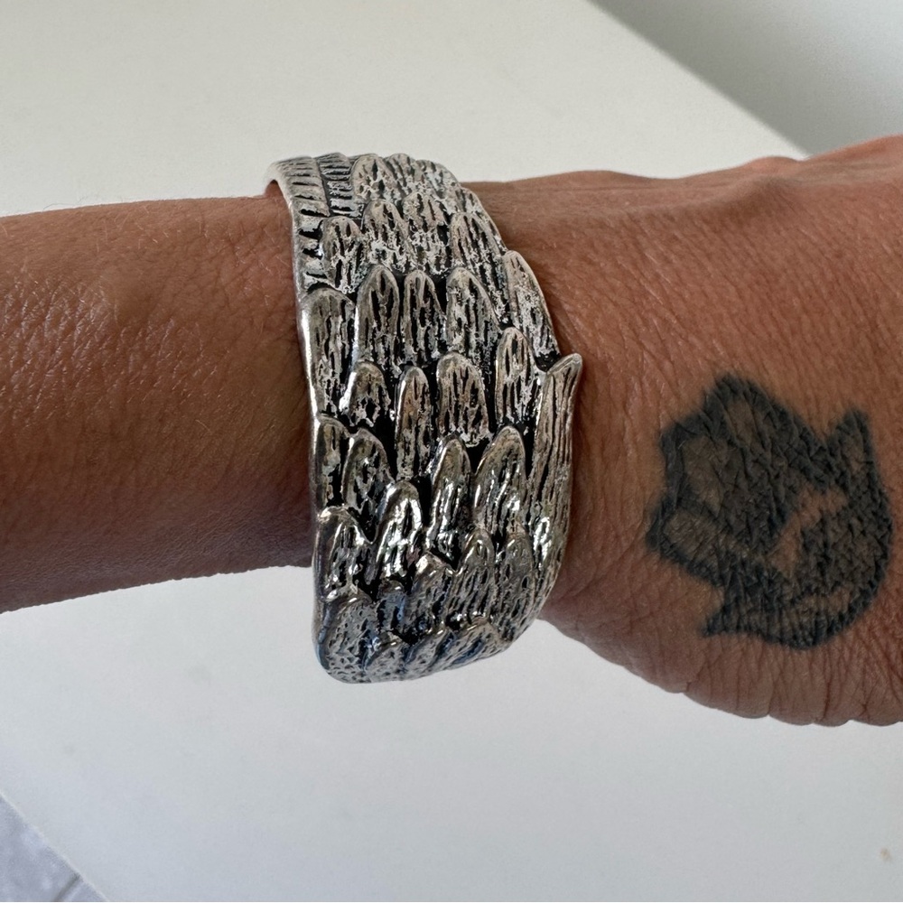 Silver Textured Cuff Bracelet